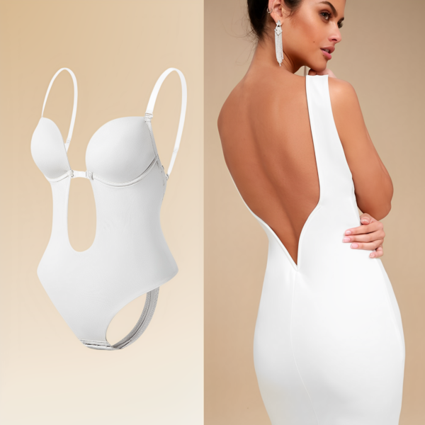 Czarne Body Damskie Bez Pleców do Stylizacji z Odkrytymi Plecami - Elegancki Minimalizm na Każdą Okazję – Biały